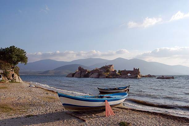 istock Bafa lake and fishing boat 136952930