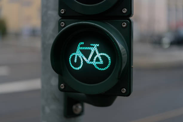 istock Close up of bicycle traffic light 1369530152