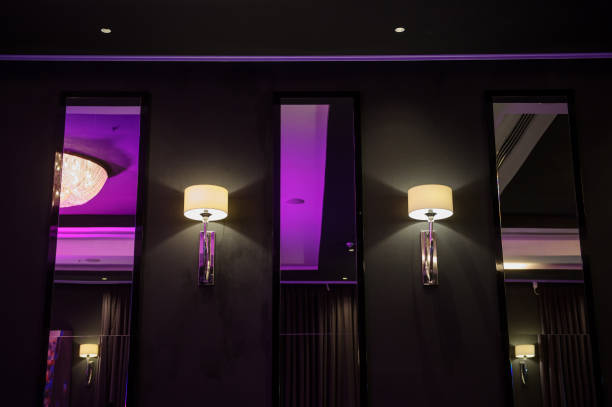 istock chandelier luxury in violet light 1369530230