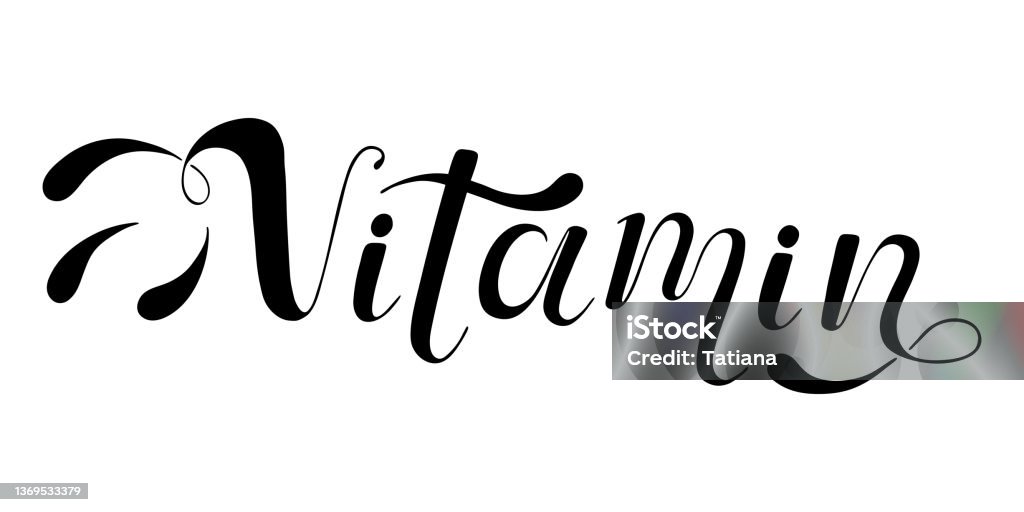 Vitamin Lettering Vitamin Hand Written Black Script Thin Typography Text Lettering And ...