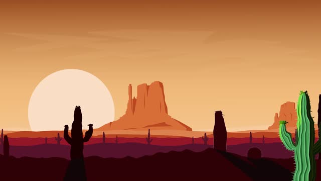 Traveling on western desert. 4K. GIF animation.