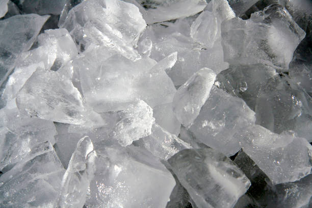 istock Cold frosty color color gamut image processed, crushed block ice texture. 1369536633