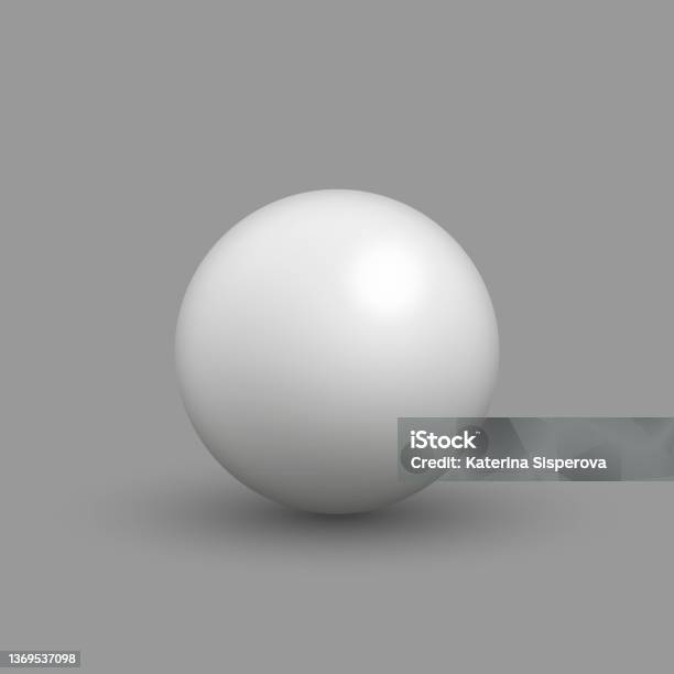 Sphere Without Color Vector Realistic White Blank Sphere On Grey Background Stock ...