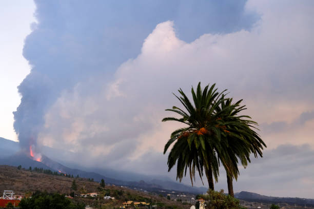View of houses and streets covered with ashes after Cumbre Vieja volcano eruption, in the village of Las Manchas, La Palma island, Spain, 04 October 2021