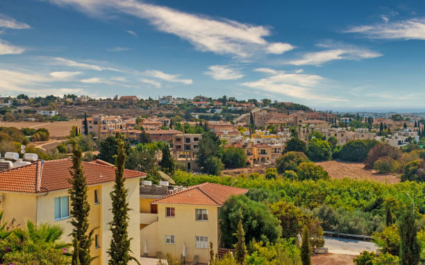 Mountainside houses in Paphos, Cyprus. Mountainside houses in Paphos, Cyprus. ikaria island stock pictures, royalty-free photos & images