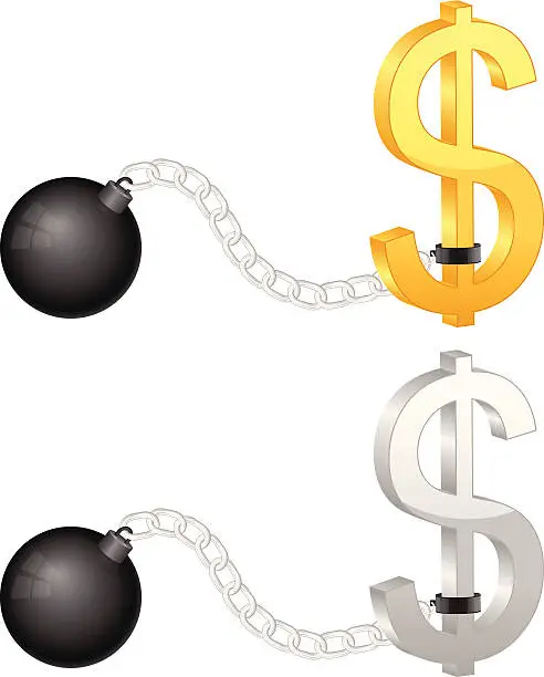 Vector illustration of shackles with dollar symbol