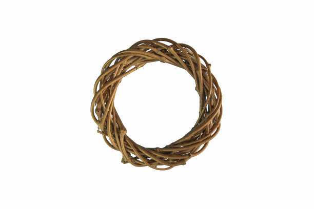 istock Wreath made of twigs with gilding. texture. On a white background 1369538283