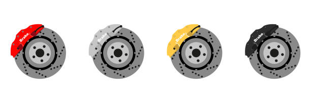 Set of Disk Brake rotor. Car parts illustration in flat design Set of Disk Brake rotor. Car parts illustration in flat design brake stock illustrations