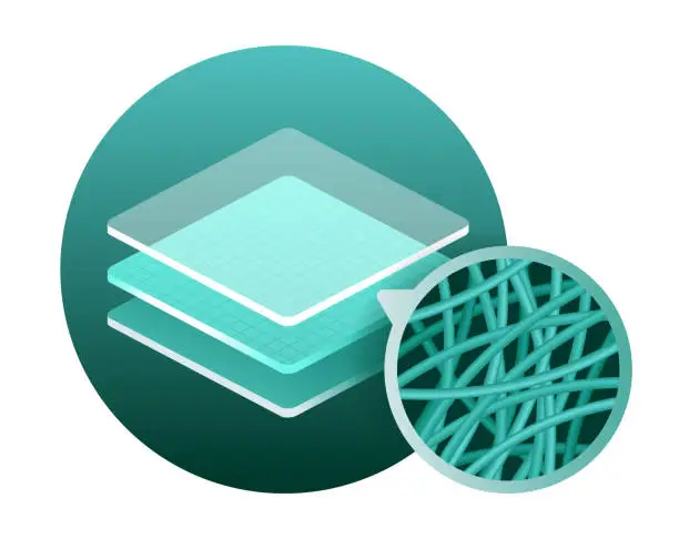 Vector illustration of Nanofiber icon - textile fibers in isometric