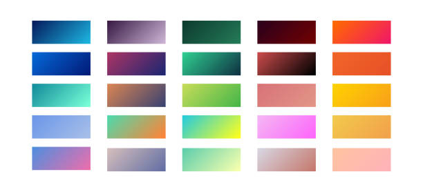 ilustrações de stock, clip art, desenhos animados e ícones de gradient plate set. color bright palette texture collection. vector - amostra de cor