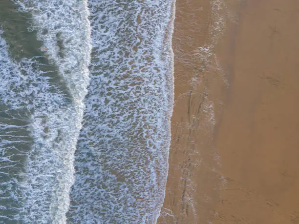 The sea, beach and waves in aerial photography