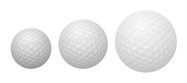 istock Golf ball isolated on white background, full depth of field, clipping path. Traditional white golf ball for sport. 3D rendering 1369547123