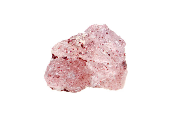 primer plano natural de cuarzo de fresa en bruto - metal ore mineral stone block fotografías e imágenes de stock