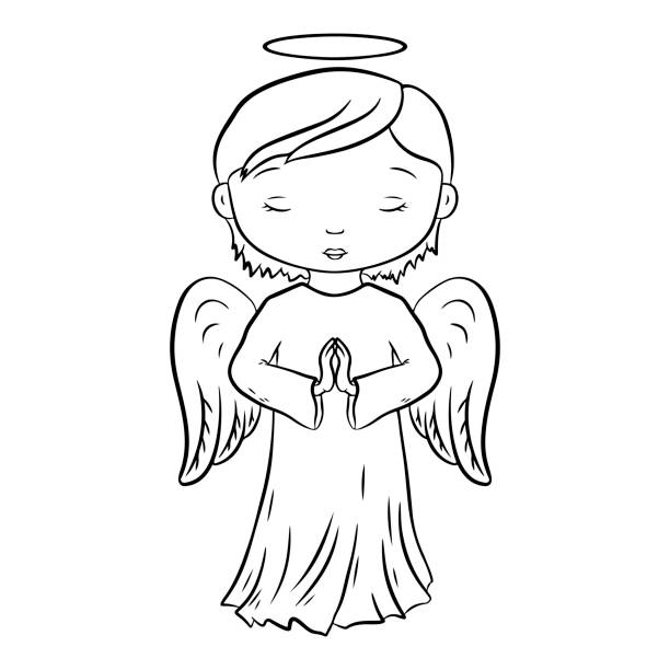 1,977 Cartoon Of The Angel Outline Illustrations & Clip Art - iStock