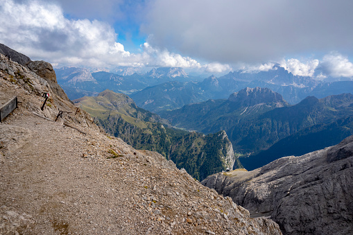 A magnificent mountain view from the Marmolada hiking trail.