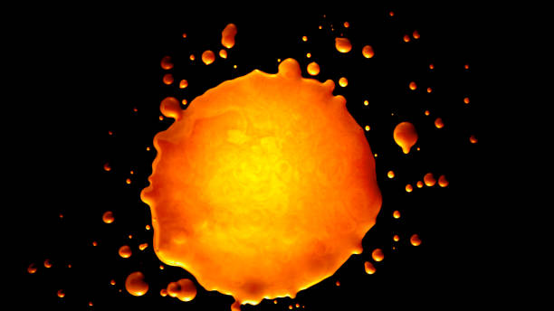 istock Orange colour blotch against black background 1369549981