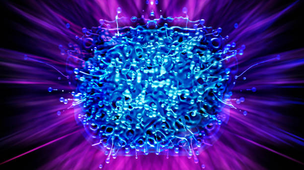istock Purple and blue colour blotches against black background. 1369550010