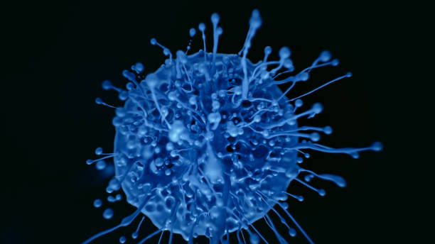 istock Blue colour blotch against black background 1369550055