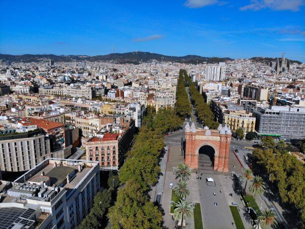 istock Barcelona city aerial view 1369550251