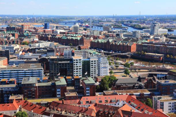 istock Hamburg city aerial view, Germany 1369552390