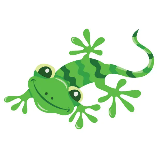 Vector illustration of Cute Cartoon Gecko Lizard