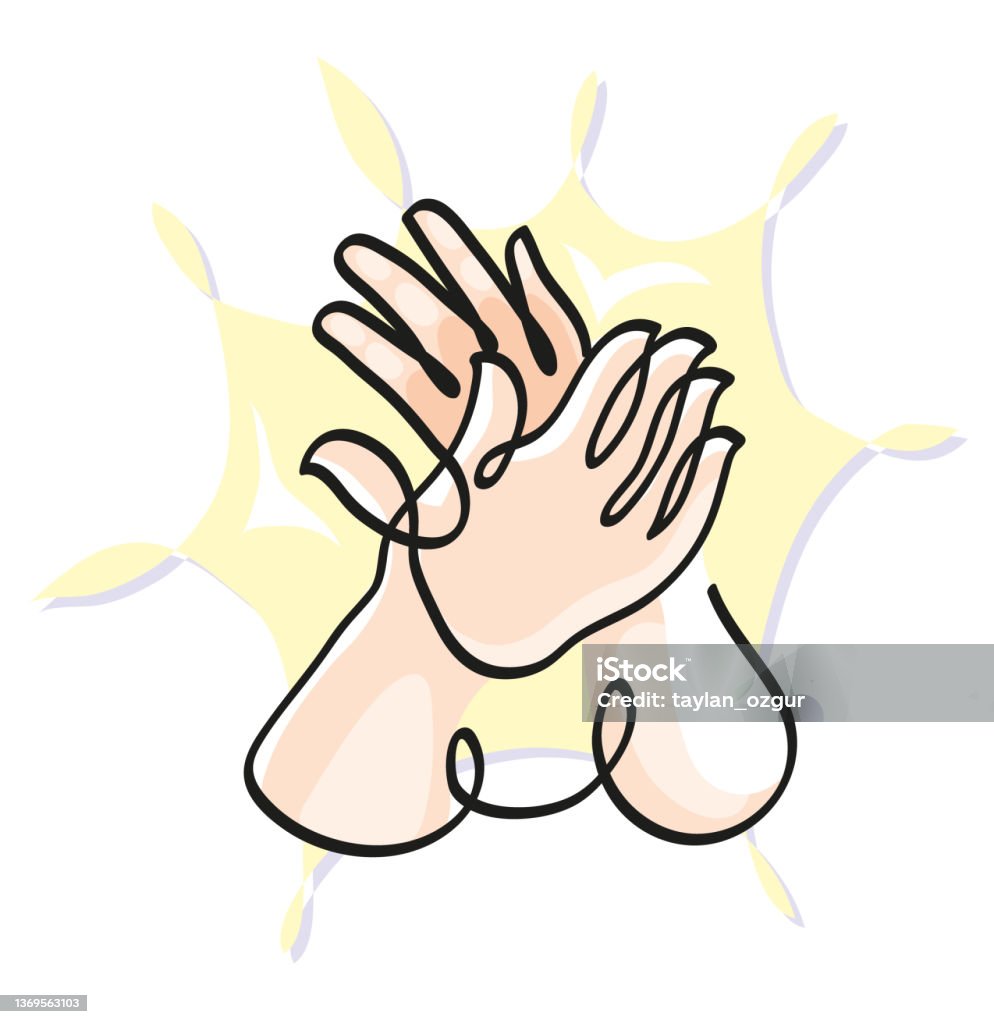 Simple Drawing Clapping One Line Drawing Of Clapping Hands Stock Illustration - Download Image ...