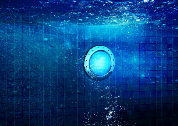 istock Underwater Swimming Pool Clear Water Using Circular LED Lights Waterproof 1369567272