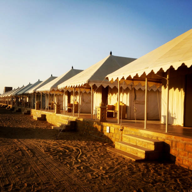 istock Luxury canvas roofed hotel rooms 1369567353
