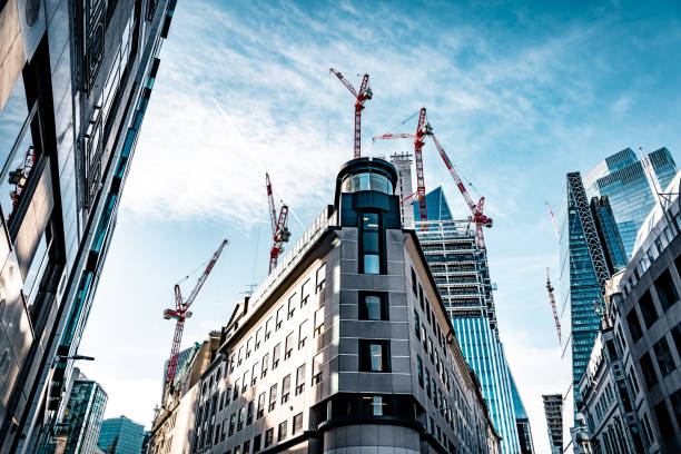 istock Skyscrapers and construction site in London 1369570633