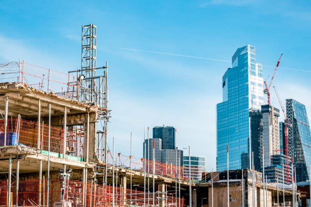 Skyscrapers and construction site in London