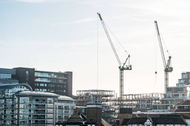istock Skyscrapers and construction site in London 1369570855