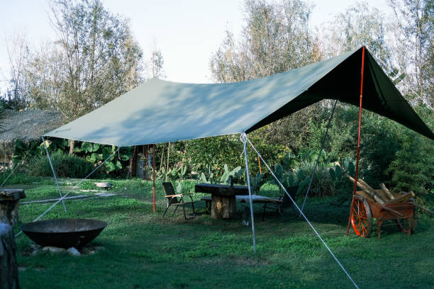 istock The lawn and canopy under the blue sky 1369572300