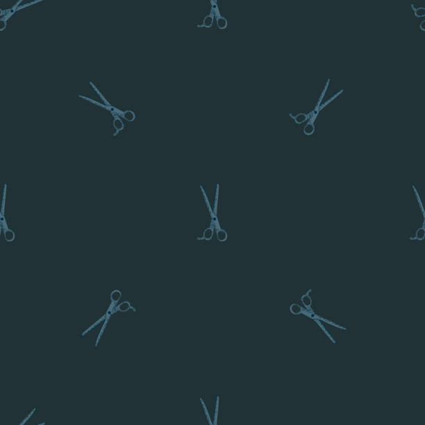 Scissors seamless pattern. Retro salon background. Scissors seamless pattern. Retro salon background . Repeated texture in doodle style for fabric, wrapping paper, wallpaper, tissue. Vector illustration. scissors cutting wrapping paper stock illustrations