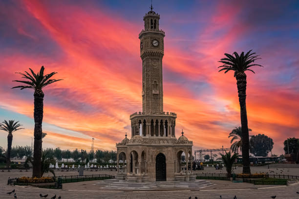 istock Izmir Clock Tower in Konak square. Famous place. Sunset colors 1369579350