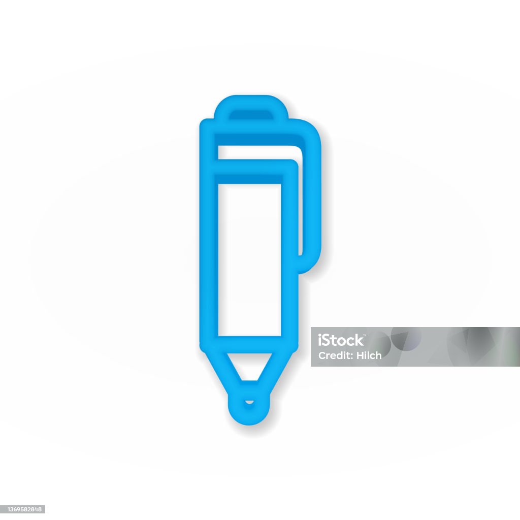 Pen Realistic Icon 3d Line Vector Illustration Top View Stock