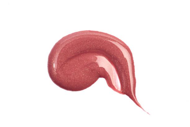 istock Lipstick swatch isolated on white background. Red lip gloss swipe 1369585242
