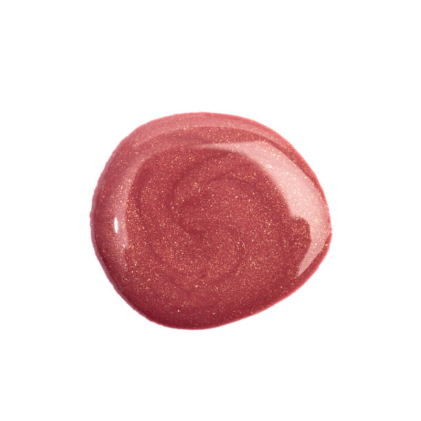istock Lipstick swatch isolated on white background. Red lip gloss swipe 1369585267