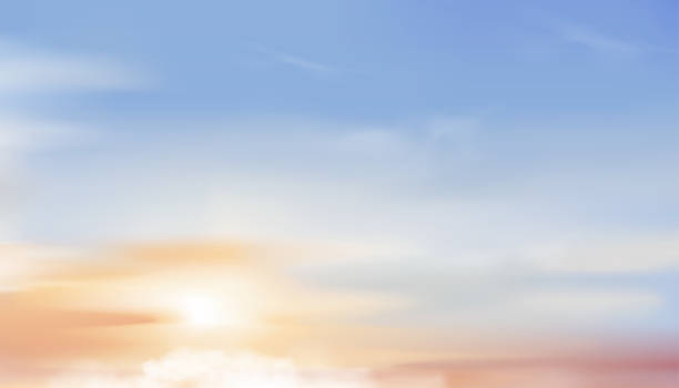 ilustraciones, imágenes clip art, dibujos animados e iconos de stock de cielo matutino, cielo de horizon spring de color azul y amarillo, vector del cielo natural en el soleado día verano, fondo de la bandera horizon natural para el día mundial del medio ambiente, salvar la tierra o el día de la tierra - winter scape