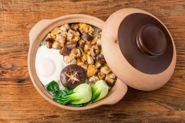 istock Cantonese style rice with chicken and mushroom 1369586823