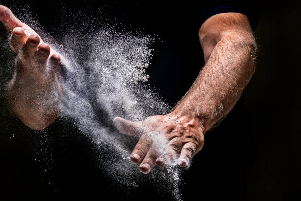 istock Male hands with flour 1369588450