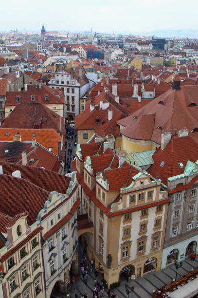 istock Panoramic view of Prague roofs 1369588451