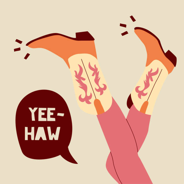 ilustrações de stock, clip art, desenhos animados e ícones de female legs in cowboy boots - cowgirl