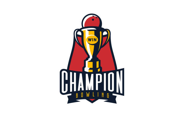 Logo, emblem of the bowling game champion. Colorful emblem of the cup with a ball on the background of the shield. Bowling champion logo template, game winner, league cup winner. Vector illustration Logo, emblem of the bowling game champion. Colorful emblem of the cup with a ball on the background of the shield. Bowling champion logo template, game winner, league cup winner. Vector illustration. sports champion stock illustrations