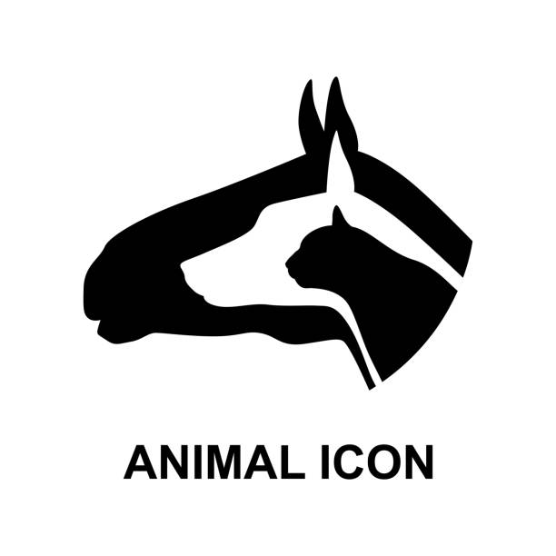 Silhouette of a cat, dog and horse muzzle profile Vector illustrations of silhouette of a cat, dog and horse muzzle profile icon cat muzzle meowing cartoon stock illustrations