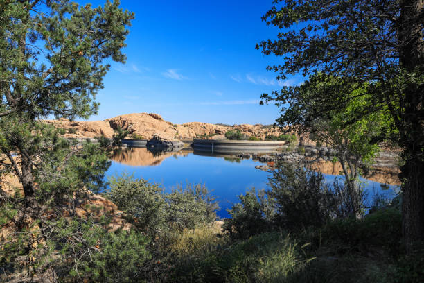 The dam for the Willow Creek reservoir near Prescott Arizona in the Granit Dells.