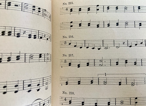 19th century music book pages for school students