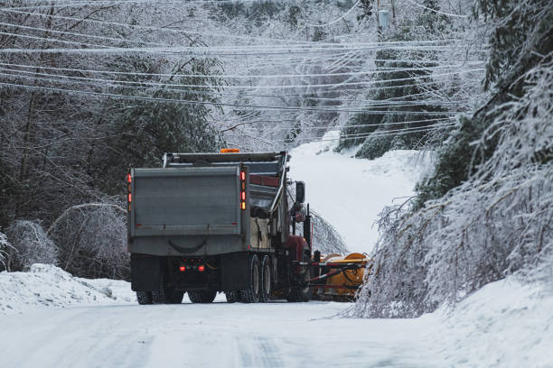 istock Snowplow Clears Road During Ice Storm 1369598693