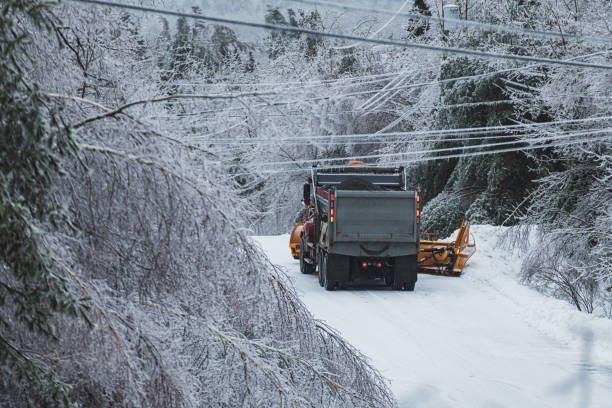 istock Snowplow Clears Road During Ice Storm 1369598713