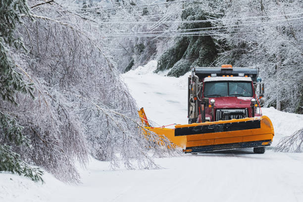 istock Snowplow Clears Road During Ice Storm 1369598718