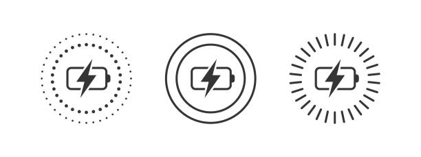 ilustrações de stock, clip art, desenhos animados e ícones de wireless charger concept. wireless charging icons. phone charge simple signs. vector illustration - 2281